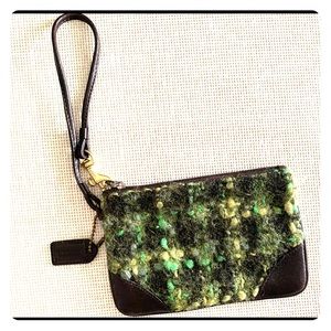Coach Green Plaid Wristlet